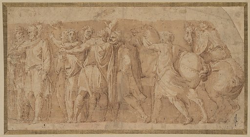 Frieze with Male Figures and Two Horses