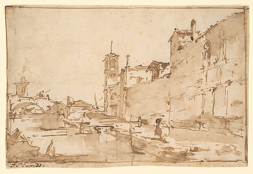 A Venetian Capriccio: A Rio Leading to a Bridge