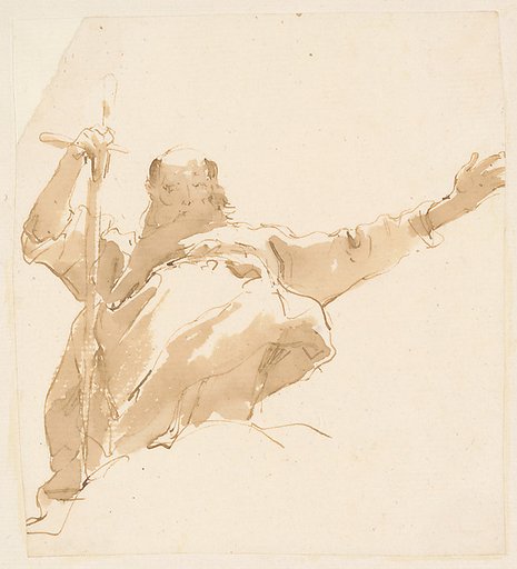 Old Man Holding a Sword, His Left Arm Outstretched