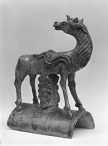 Roof tile with a mythical hourse