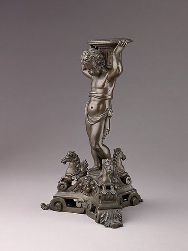 Candlestick in the form of a Putto (see also 1975.1.1374, .1376, .1377)