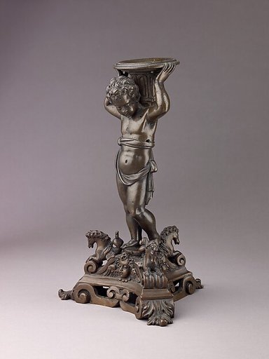 Candlestick in the form of a Putto (see also 1975.1.1374, .1375, .1377)