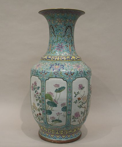 Vase decorated with lotus flowers