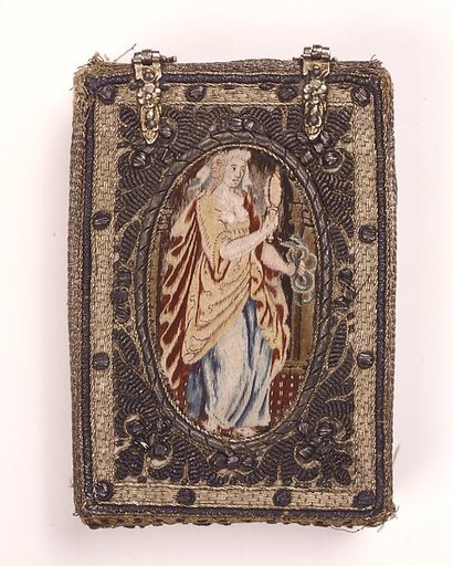 Book with Needlework Cover with Figures of Justice and Prudence