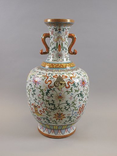 Vase with eight treasures and auspicious symbols