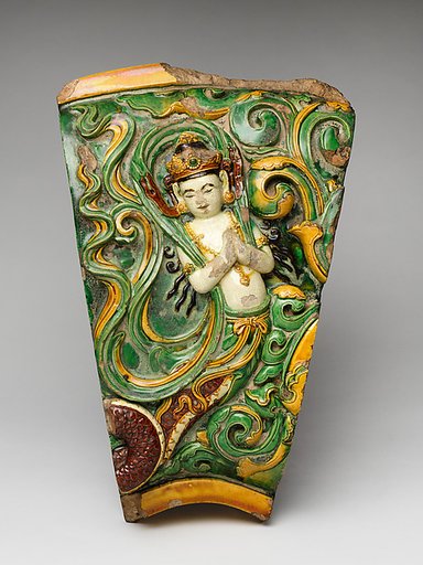 Architectural tile with apsara, from the “Porcelain Pagoda”