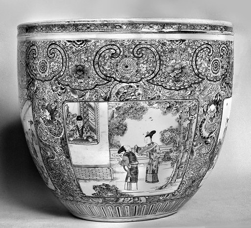 Fish bowl with figural scenes
