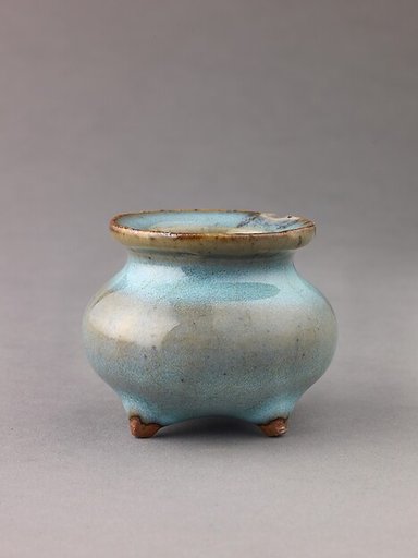 Miniature incense burner, Jun ware