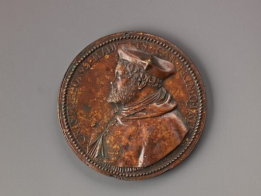 Portrait medal of Cristoforo Madruzzo (obverse); Landscape with a Female Figure Pointing to the Sun (reverse)
