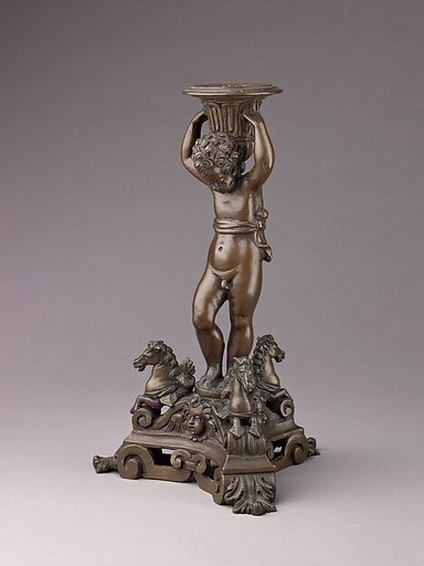 Candlestick in the form of a Putto (see also 1975.1.1374, .1375, .1376)