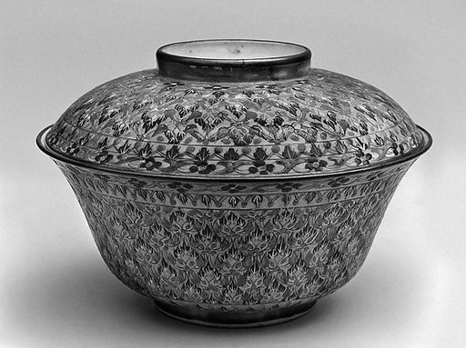Covered bowl with floral pattern