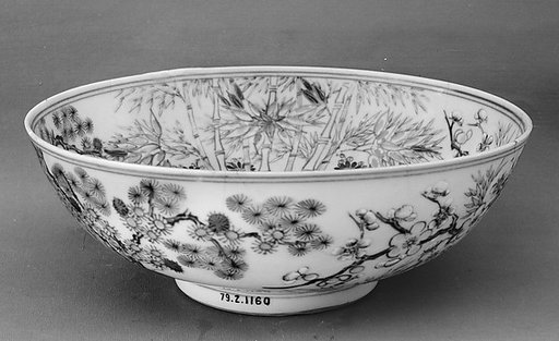 Bowl with bamboo, pine tree, and blossoming plums