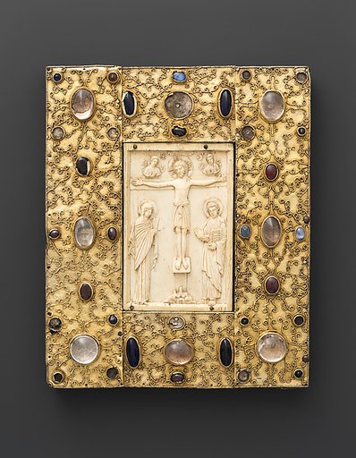 Panel with Byzantine Ivory Carving of the Crucifixion