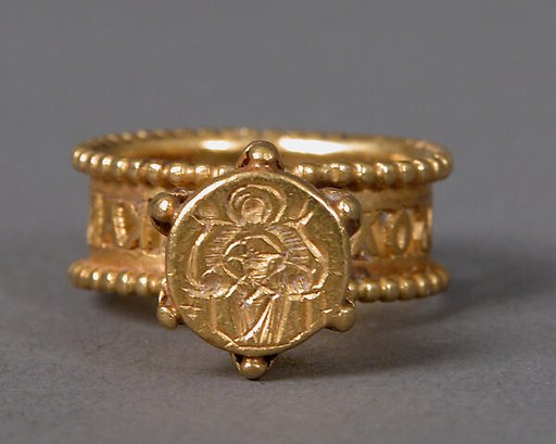 Gold Signet Ring with Virgin and Child