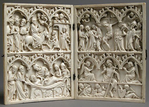 Diptych with the Entry into Jerusalem, Crucifixion, Entombment, and Resurrection