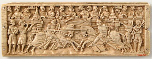 Panel from a Box with Scene of Jousting Knights