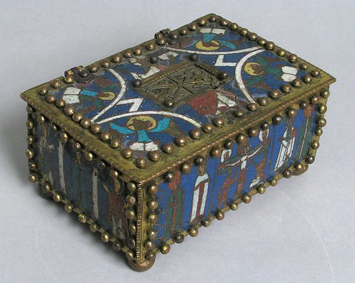 Casket or Portable Altar with the Crucifixion, Standing Saints, and Christ in Majesty with Symbols of the Evangelists