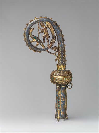Head of a Crozier with Saint Michael Slaying the Dragon