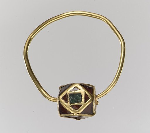 One of a Pair of Gold Cloisonné Earrings