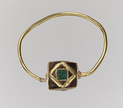 One of a Pair of Gold Cloisonné Earring
