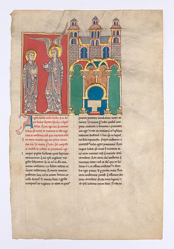 Leaf from a Beatus Manuscript: the Angel of the Church of Sardis with Saint John