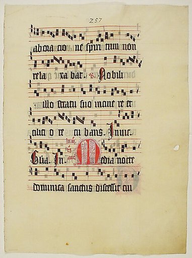 Manuscript Leaf with Initial M, from an Antiphonary