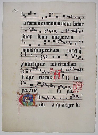 Manuscript Leaf with Initial V, from a Gradual