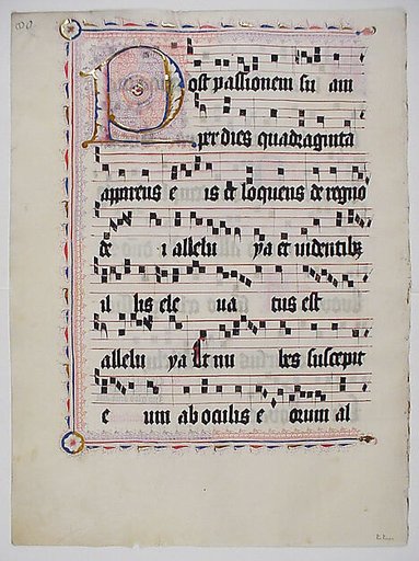 Manuscript Leaf with Initial P, from an Antiphonary