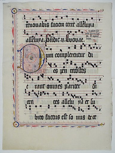 Manuscript Leaf with Initial D, from an Antiphonary