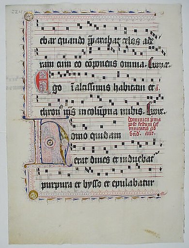 Manuscript Leaf with Initial H, from an Antiphonary