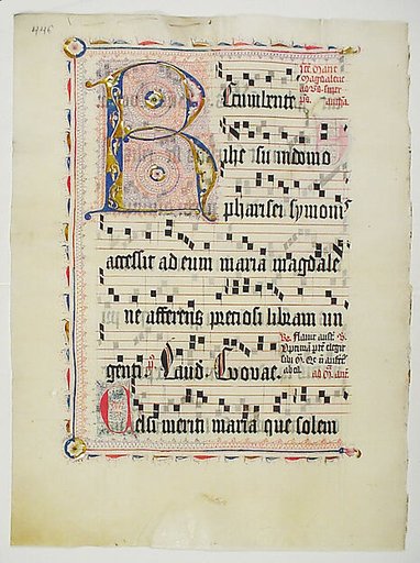 Manuscript Leaf with Initial R, from an Antiphonary