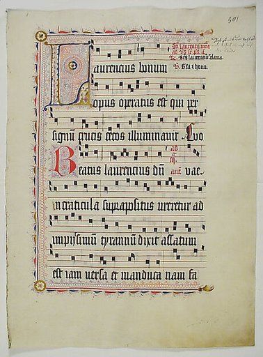 Manuscript Leaf with Initial L, from an Antiphonary