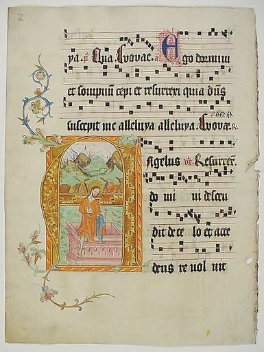 Manuscript Leaf with Initial A, from a Gradual