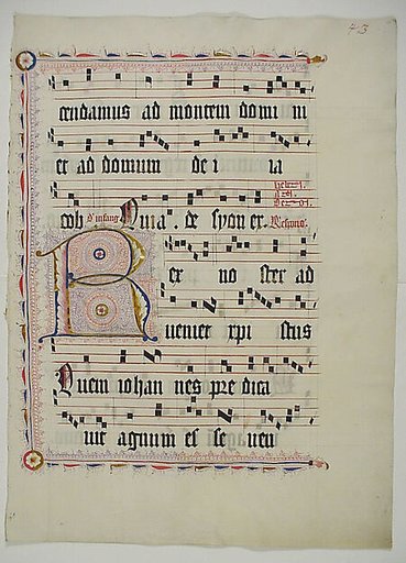Manuscript Leaf with Initial R, from an Antiphonary