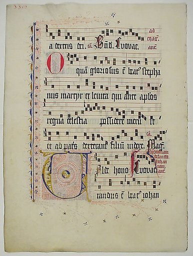 Manuscript Leaf with Initial V, from an Antiphonary
