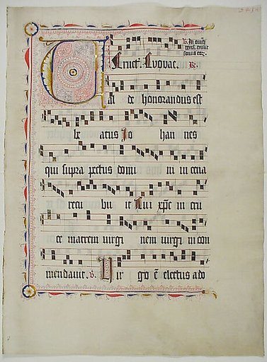 Manuscript Leaf with Initial V, from an Antiphonary