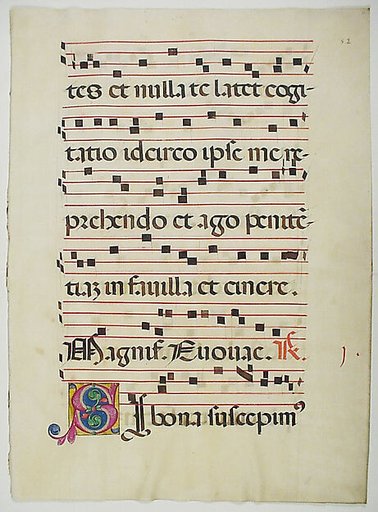 Manuscript Leaf with Initial S, from a Choir Book