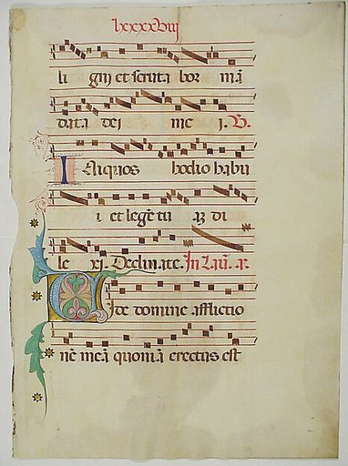 Manuscript Leaf with Initial V, from an Antiphonary