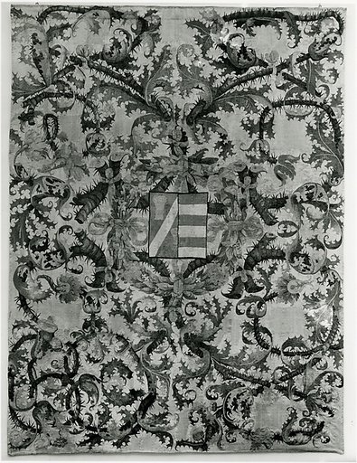 Shield of Arms and Wreath on an Arabesque of Thistle Branches