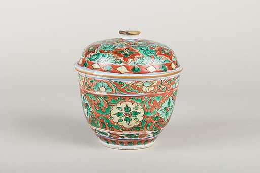 Covered jar with floral patterns (one of a pair)