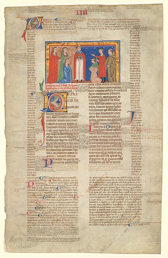 Manuscript Leaf with Marriage Scene, from Decretals of Gregory IX