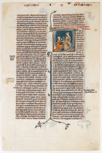 Manuscript Leaf with Opening of The Book of Nehemias, from a Bible