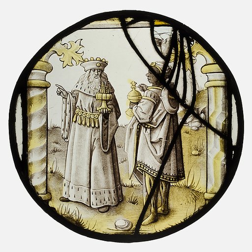 Roundel with two Kings from an Adoration Group
