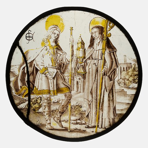 Roundel with Saint Jodocus and St. Clare of Assisi