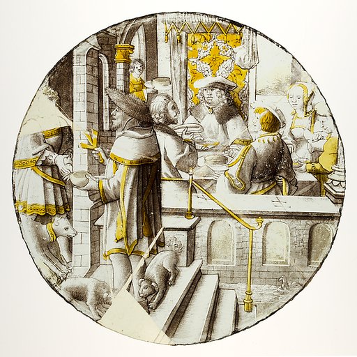 Roundel with Lazarus at the House of Dives