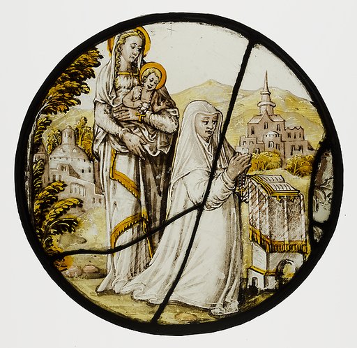 Roundel with Virgin and Child and a Carmelite Donatrix