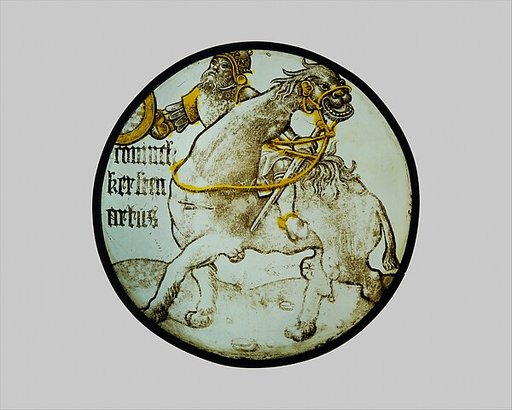 Roundel with King Arthur Riding on a Camel (from a Series of the Nine Heroes)