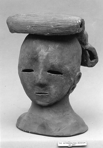 Head of a Female Haniwa Figure with Headdress
