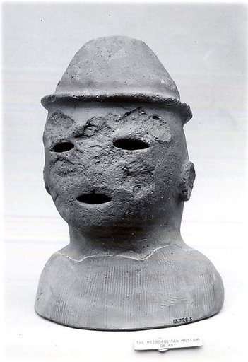 Head of a Male Haniwa Figure with Headdress