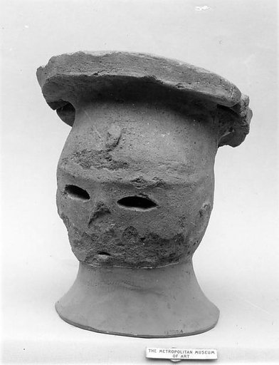 Head of a Female Haniwa Figure with Headdress